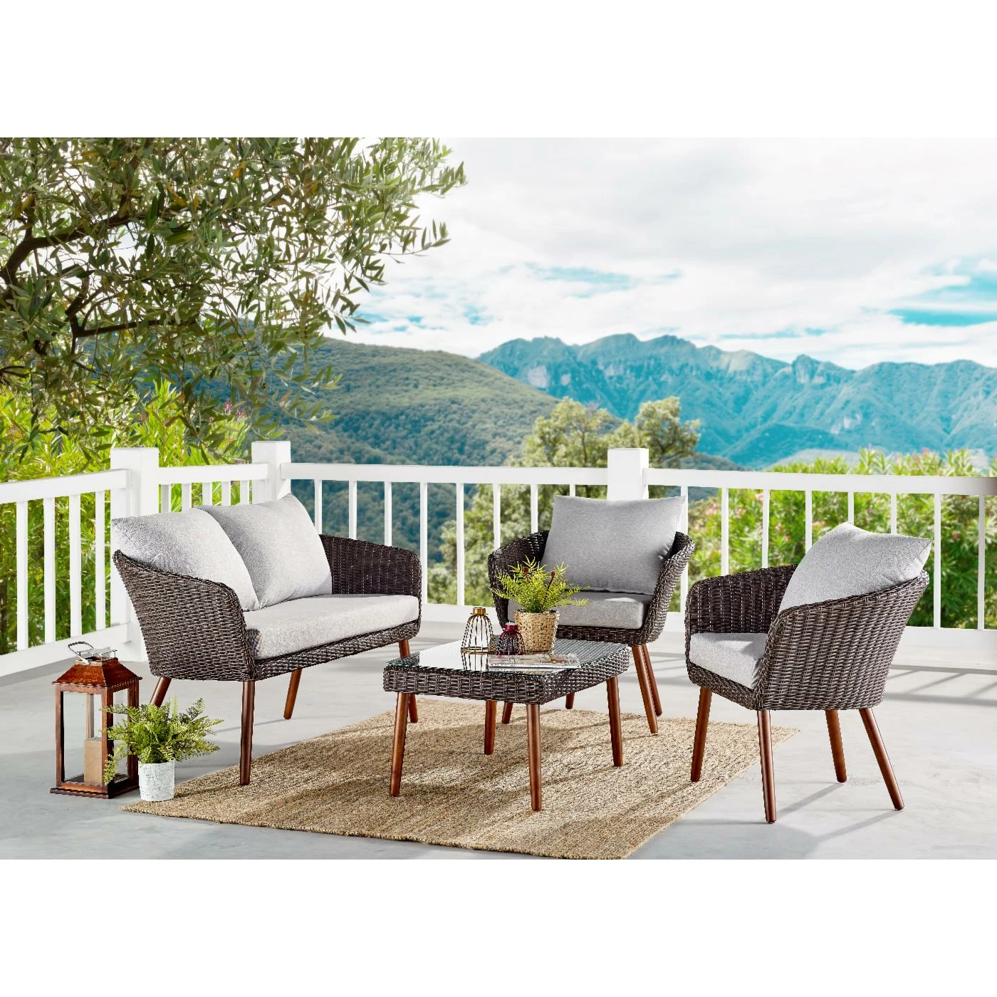 Outlet ⭐ Resin Wicker Patio Sets Alaterre Furniture Athens All-Weather Wicker 4 Piece Outdoor Conversation Set 👍 - Image 2