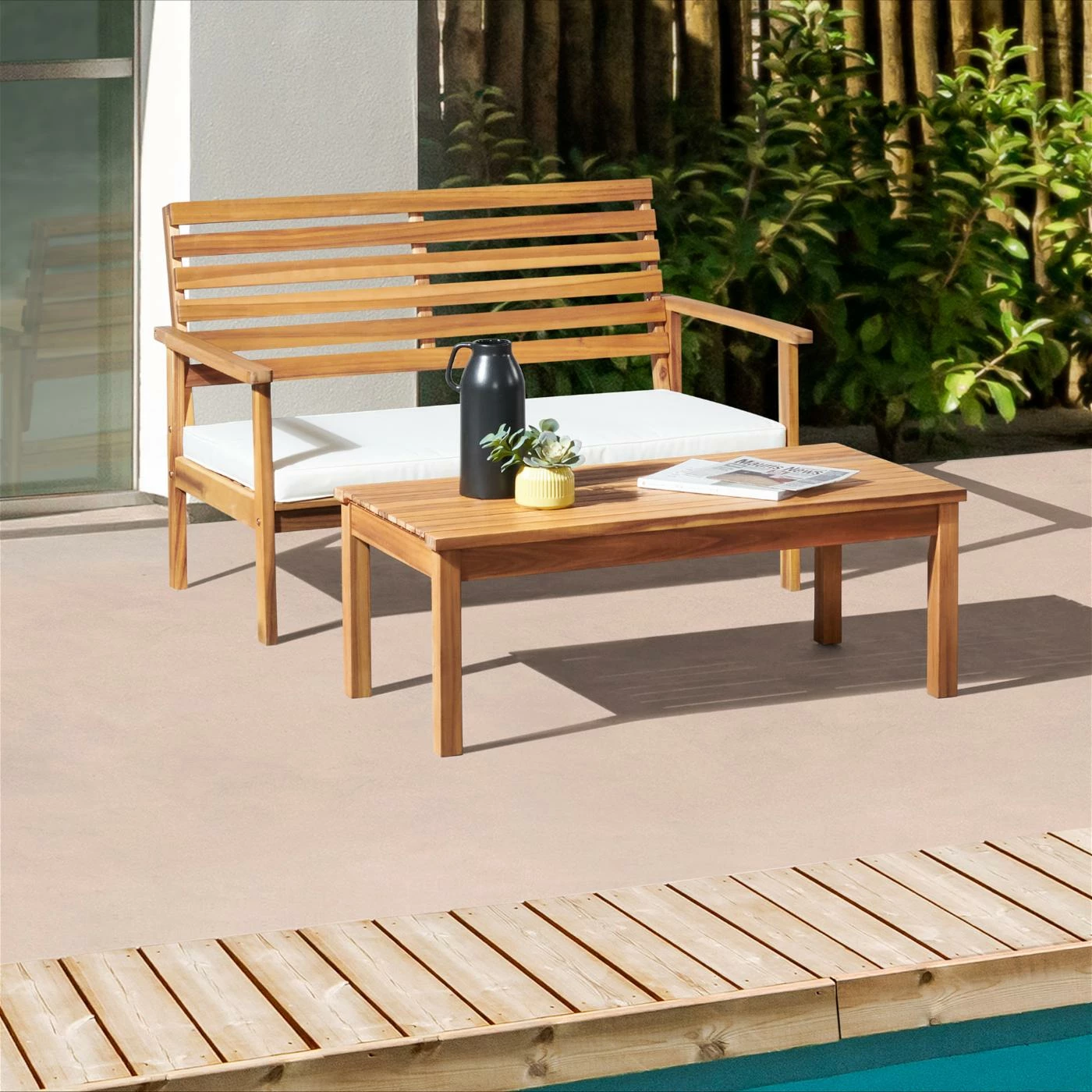 Budget β Wood Patio Sets Alaterre Furniture Orwell Outdoor Acacia Wood Bench And Cocktail Table 𧨠- Image 2