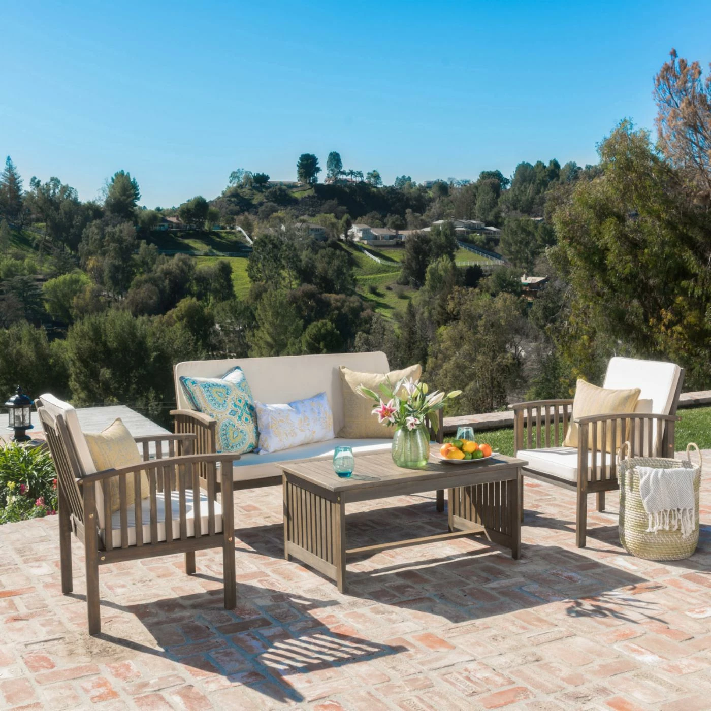 Flash Sale โญ Wood Patio Sets HN Outdoor Tulelake 4 Piece Acacia Wood Patio Chat Set ๐ฅ - Image 2