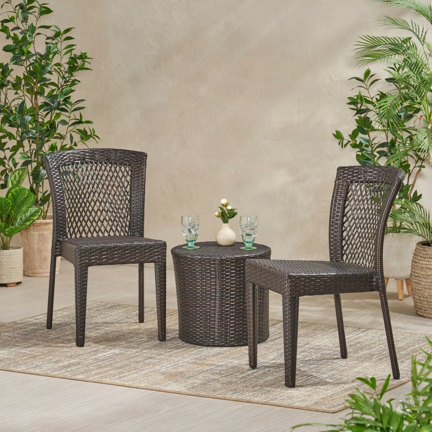 Best Pirce ๐ Best Selling Home Decor Resin Wicker Patio Sets Iraj Outdoor Wicker 2 Seater Stacking Chair Chat Set โจ - Image 2