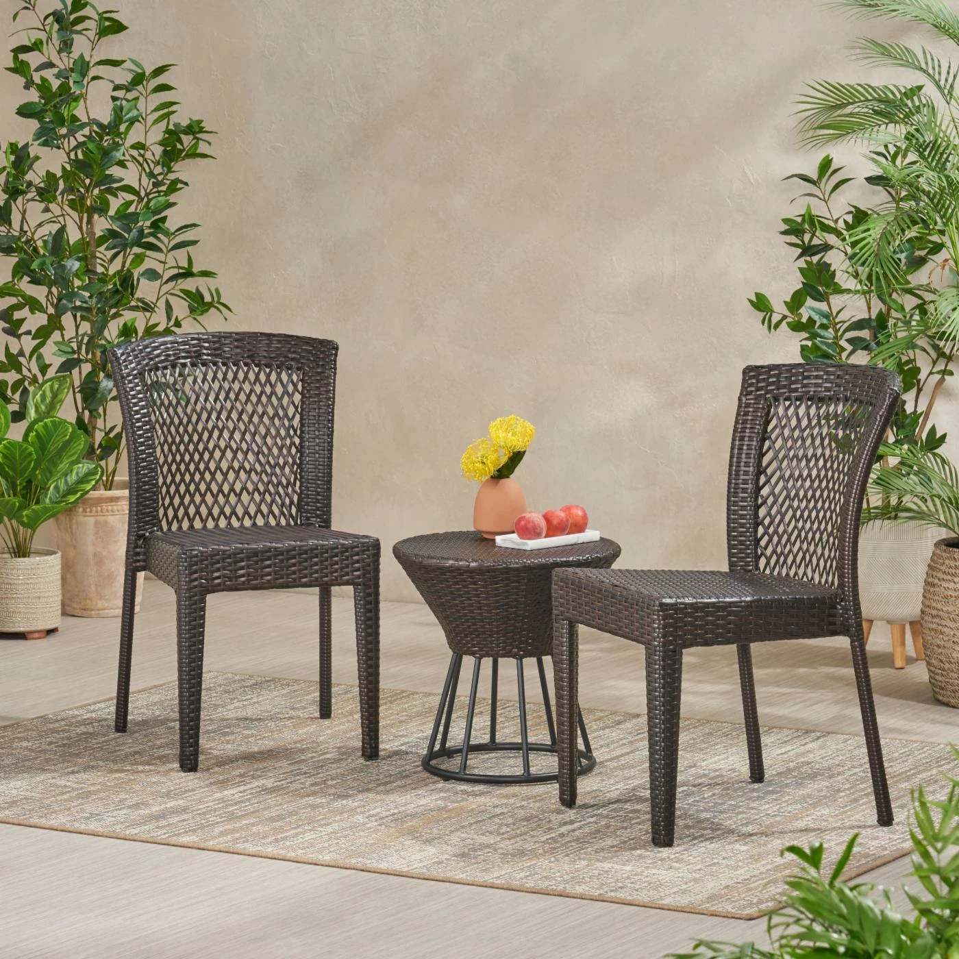 Buy ๐ Best Selling Home Decor Resin Wicker Patio Sets Giordana Outdoor Wicker 2 Seater Stacking Chair Chat Set ๐ - Image 2