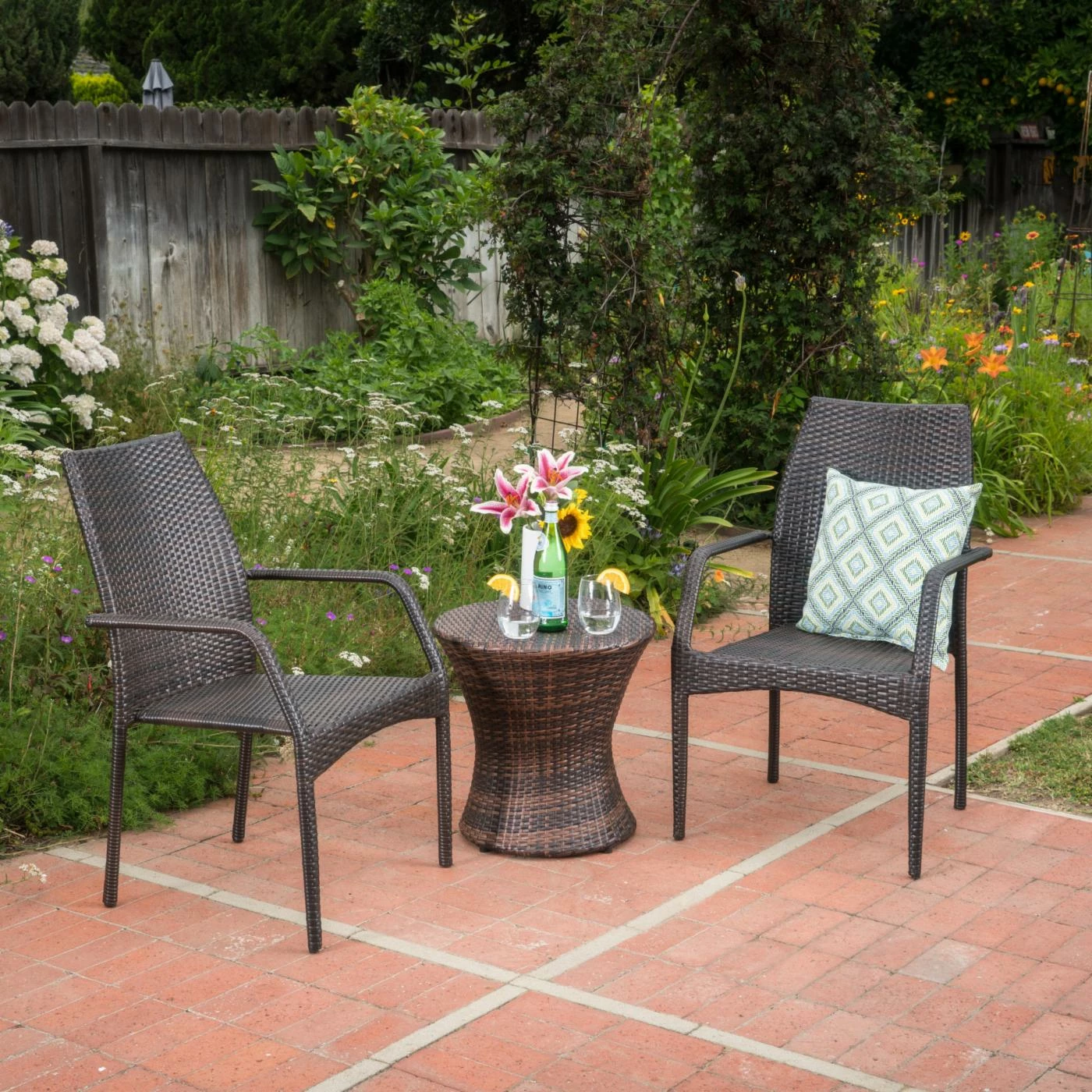 New โ๏ธ Best Selling Home Decor Resin Wicker Patio Sets Kalisa Outdoor Wicker 2 Seater Stacking Chair Chat Set ๐ - Image 2