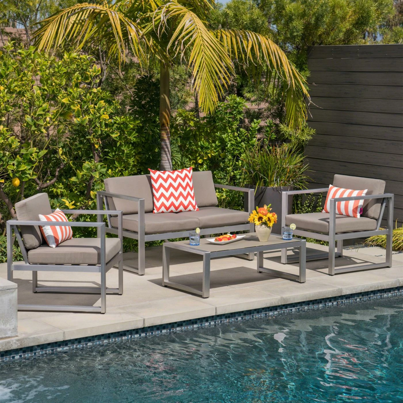 Outlet ๐ Aluminum Patio Sets HN Outdoor Sedona Aluminum 4 Piece Patio Conversation Set ๐ - Image 2