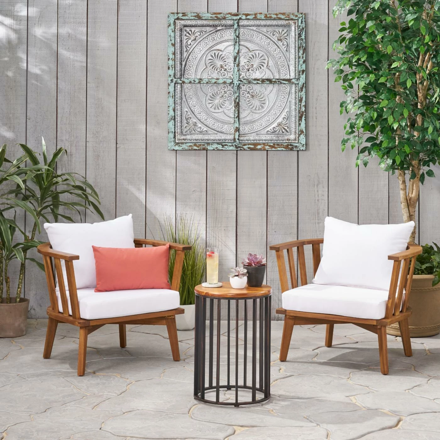 Promo ๐ฏ Best Selling Home Decor Wood Patio Sets Andrielle Outdoor Acacia Wood 2 Seater Club Chair Chat Set ๐งจ - Image 2