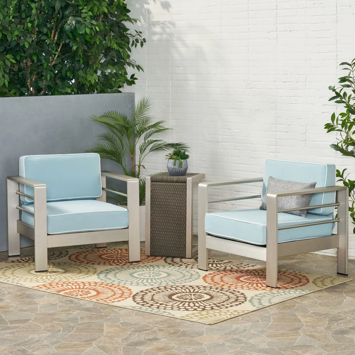 Budget โ Best Selling Home Decor Aluminum Patio Sets Xane Outdoor 3 Piece Aluminum Chat Set โจ - Image 2