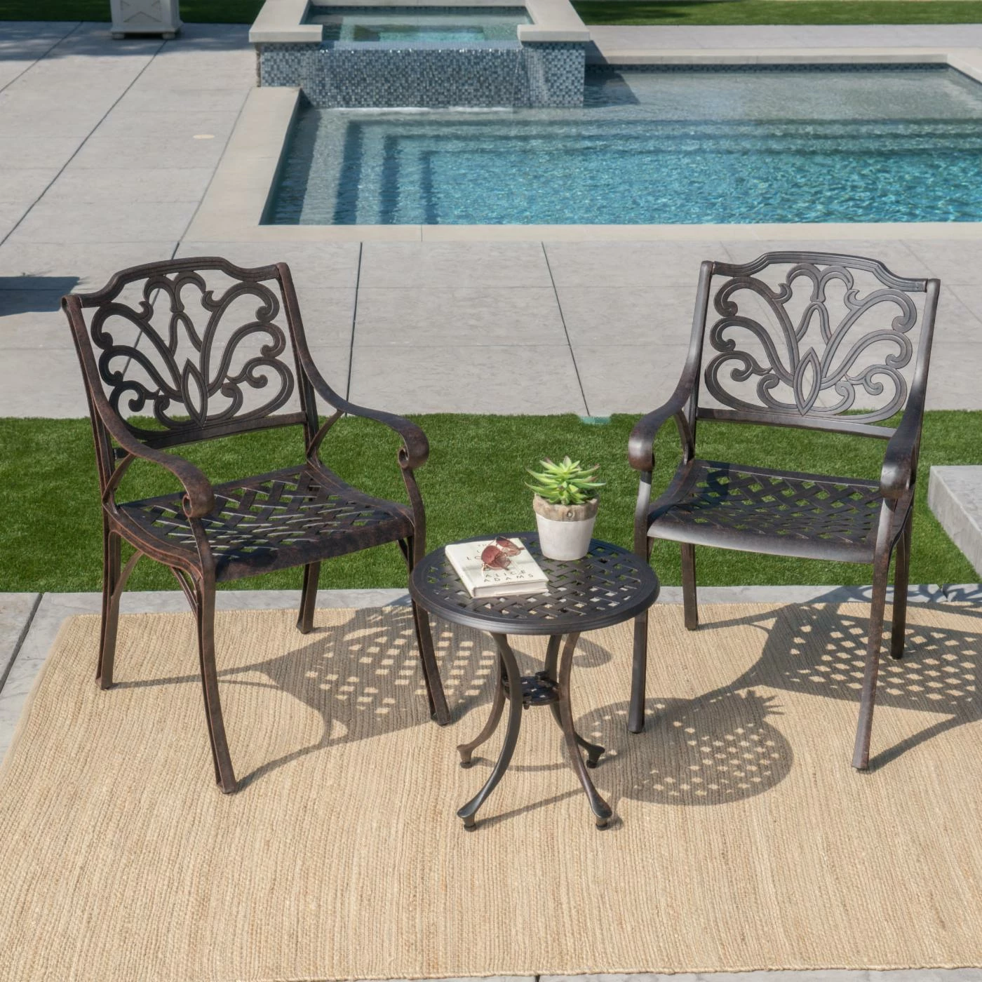 Outlet โค๏ธ Best Selling Home Decor Aluminum Patio Sets Sumedh Outdoor Aluminum 2 Seater Chat Set ๐ - Image 2