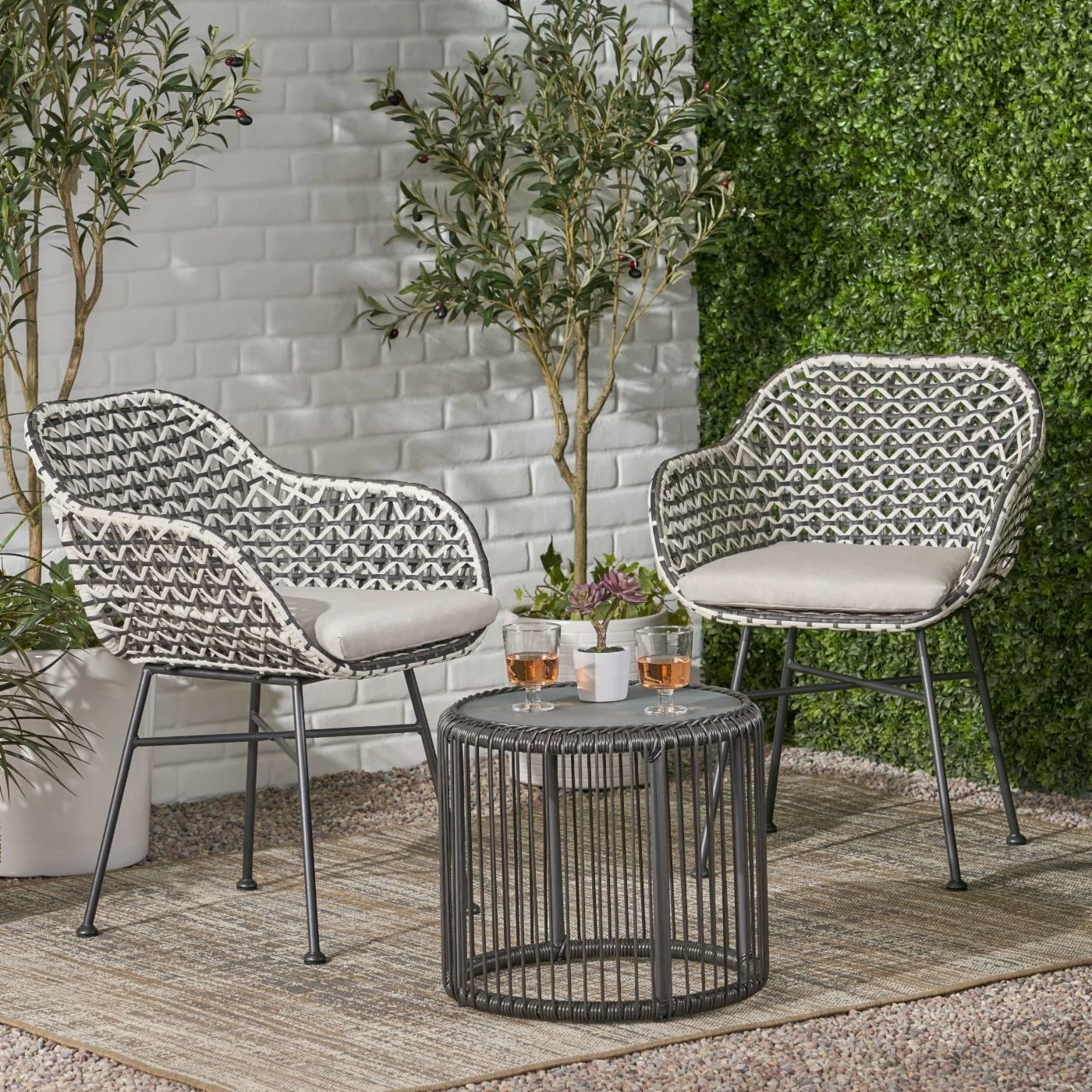 Cheapest ๐ Best Selling Home Decor Resin Wicker Patio Sets Orabelle Outdoor 3 Piece Wicker Chat Set ๐ - Image 2