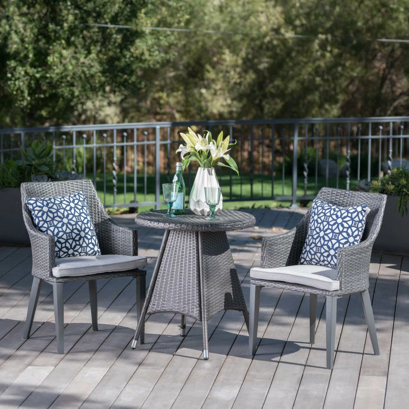 Best Pirce ๐ Best Selling Home Decor Resin Wicker Patio Sets Jaykon Outdoor 3-Piece Round Wicker Bistro Set - Gray And Light Gray โค๏ธ - Image 2