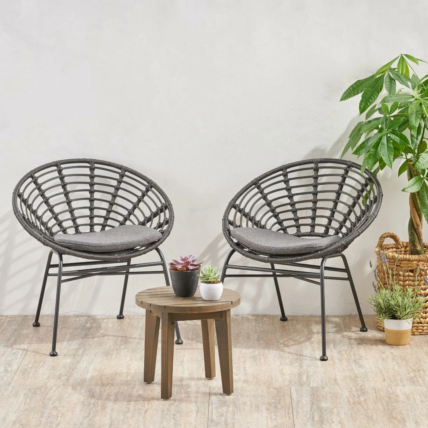 Coupon ✔️ Best Selling Home Decor Resin Wicker Patio Sets Jakelin Outdoor Wicker And Acacia Wood 2 Seater Chat Set - Gray And Dark Gray 😍 - Image 2