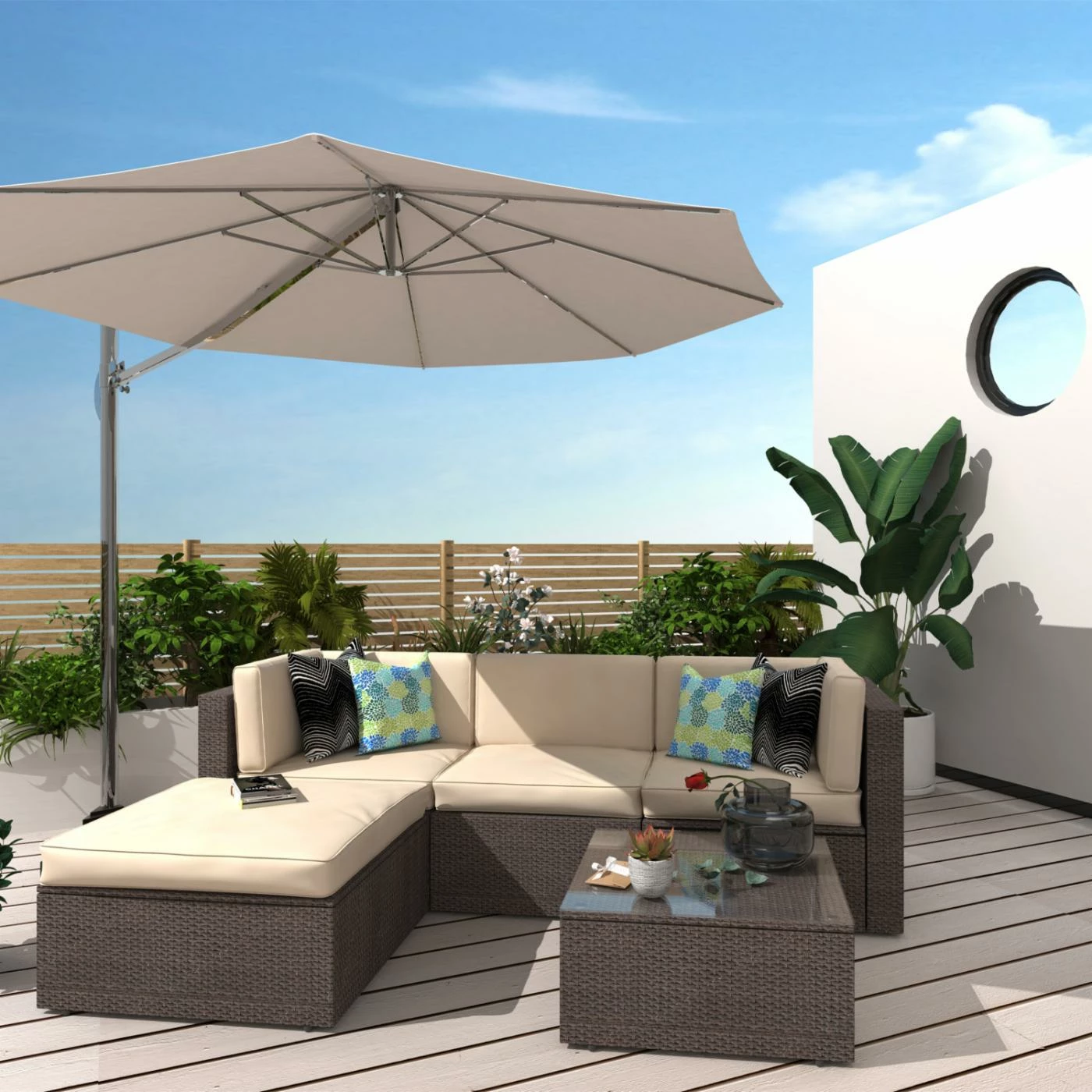 Best deal ๐ Resin Wicker Patio Sets Cloud Mountain Sectional Sofa 5 Piece Resin Wicker Patio Conversation Set ๐งจ - Image 2