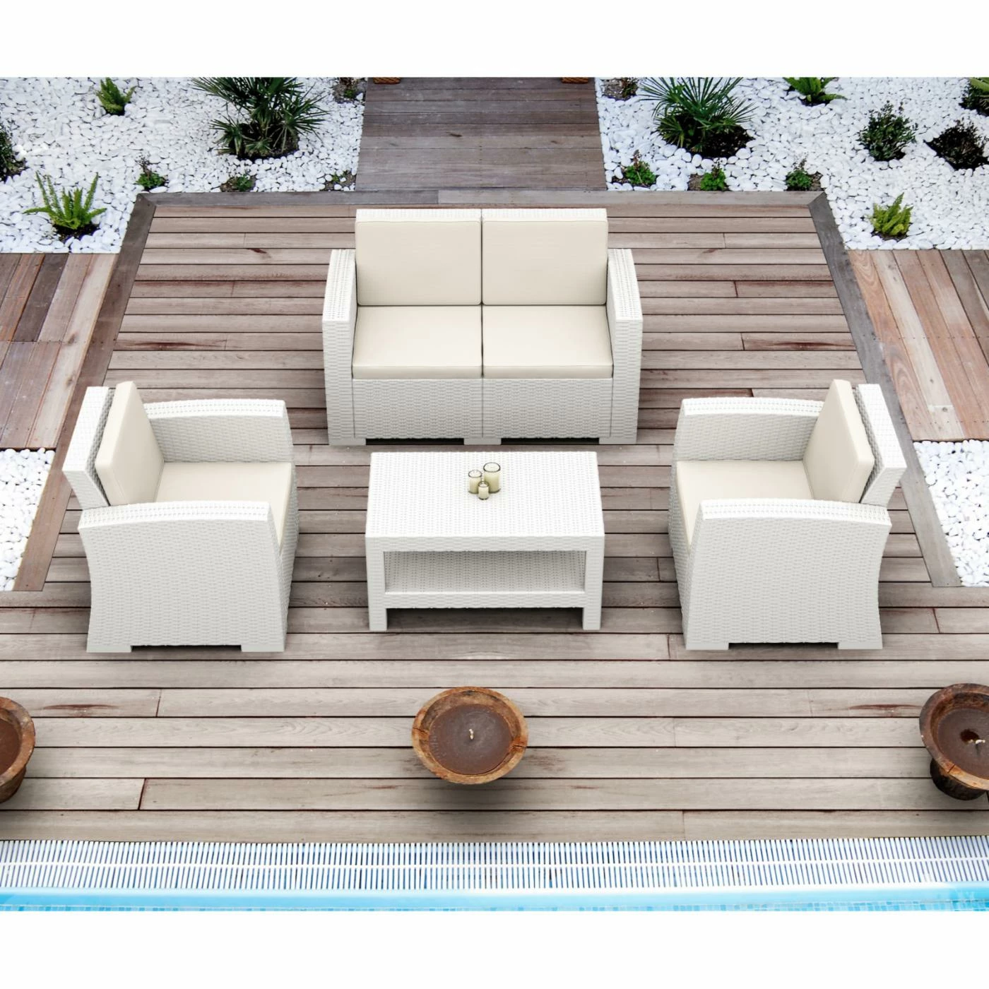 Brand new 😉 Compamia Resin Wicker Patio Sets Siesta Monaco Resin 4 Piece Loveseat Patio Conversation Set With Cushion ✨ - Image 2