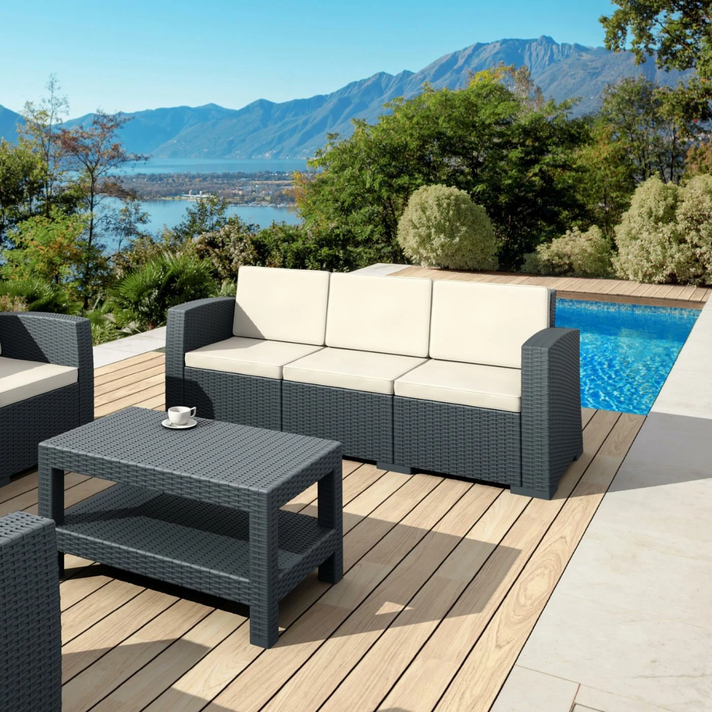 Best reviews of 🤩 Compamia Resin Wicker Patio Sets Siesta Monaco Resin 4 Piece Sofa Patio Conversation Set With Cushion 🤩 - Image 2