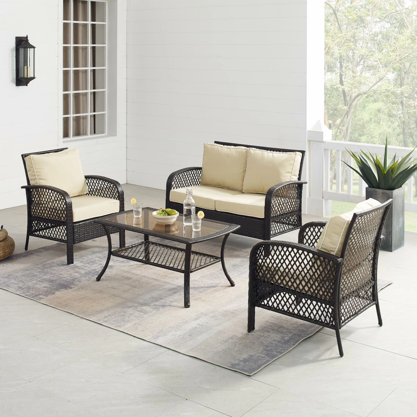 Brand new ๐ Resin Wicker Patio Sets Crosley Tribeca Wicker 4 Piece Outdoor Conversation Set โจ - Image 2
