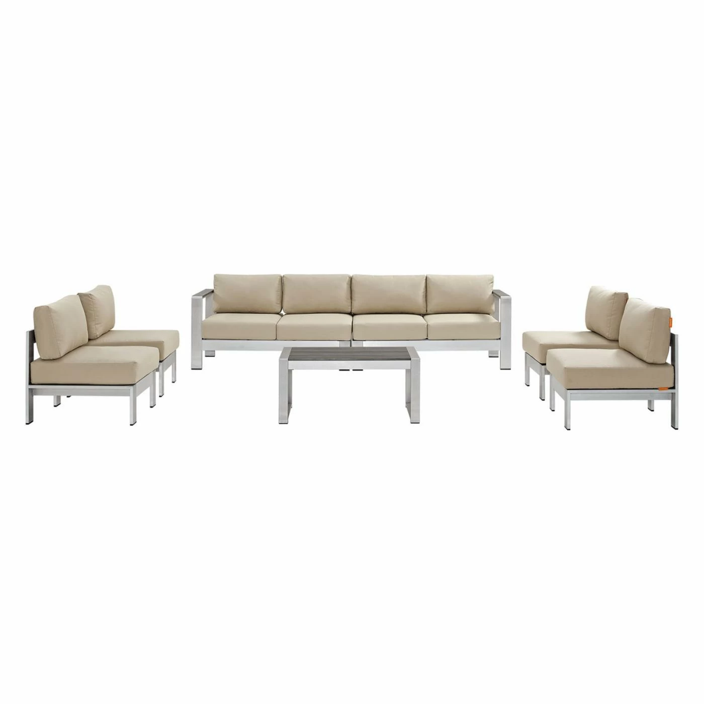New ๐ฅ Aluminum Patio Sets Modway Shore Aluminum 7 Piece Poolside Patio Sectional Sofa Set โ - Image 2