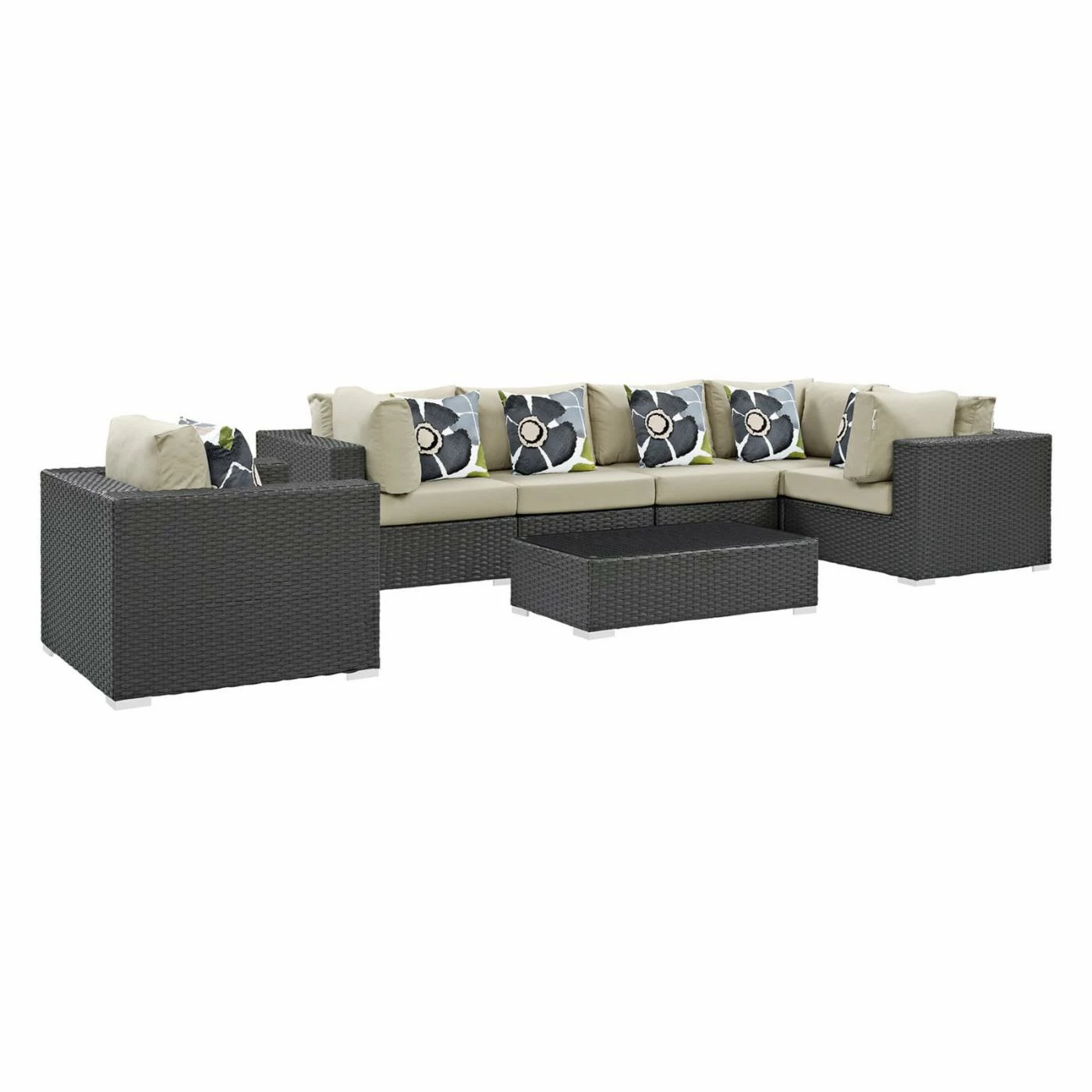 Budget ๐ Resin Wicker Patio Sets Modway Sojourn 7 Piece Sunbrella Outdoor Patio Sectional Conversation Set ๐ - Image 2