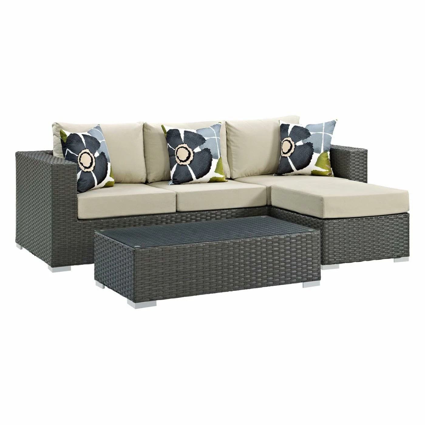 Discount ๐ Resin Wicker Patio Sets Modway Sojourn 3 Piece Sunbrella Outdoor Patio Loveseat Conversation Set ๐ - Image 2