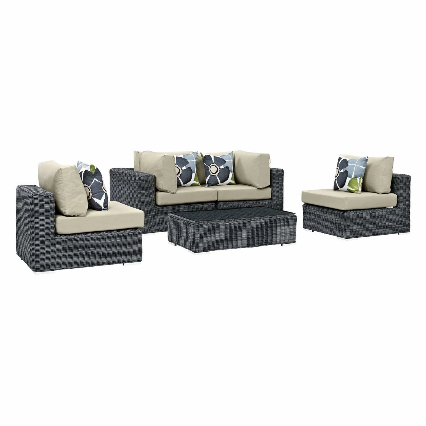 Best reviews of ๐คฉ Resin Wicker Patio Sets Modway Summon 5 Piece Sunbrella Outdoor Patio Armless Chair Conversation Set ๐ - Image 2