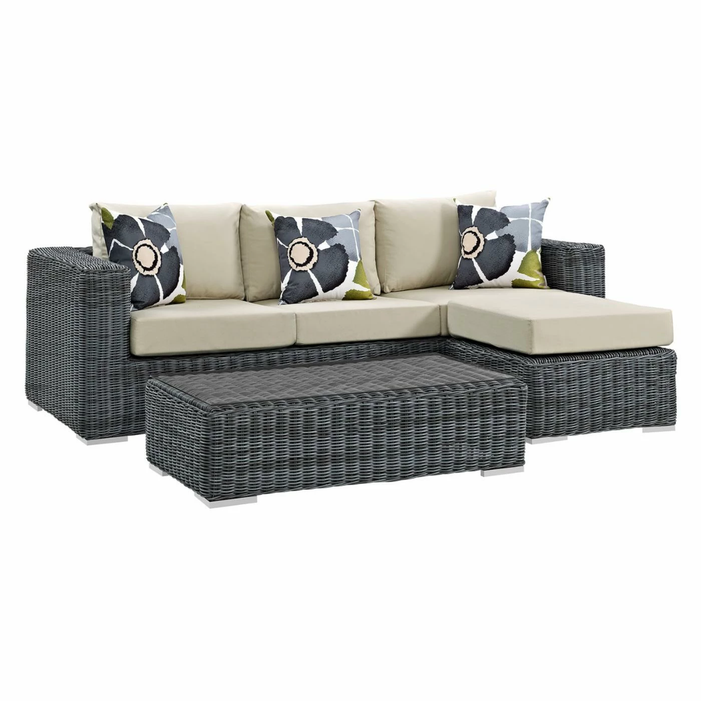Promo 🔔 Resin Wicker Patio Sets Modway Summon 3 Piece Sunbrella Outdoor Patio Conversation Set 😍 - Image 2