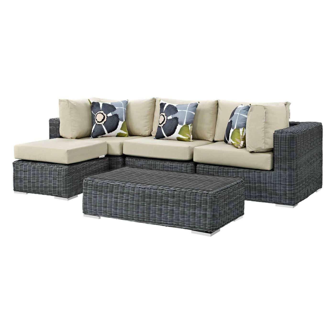 Coupon ๐ Resin Wicker Patio Sets Modway Summon 5 Piece Sunbrella Outdoor Patio Loveseat Conversation Set ๐ - Image 2