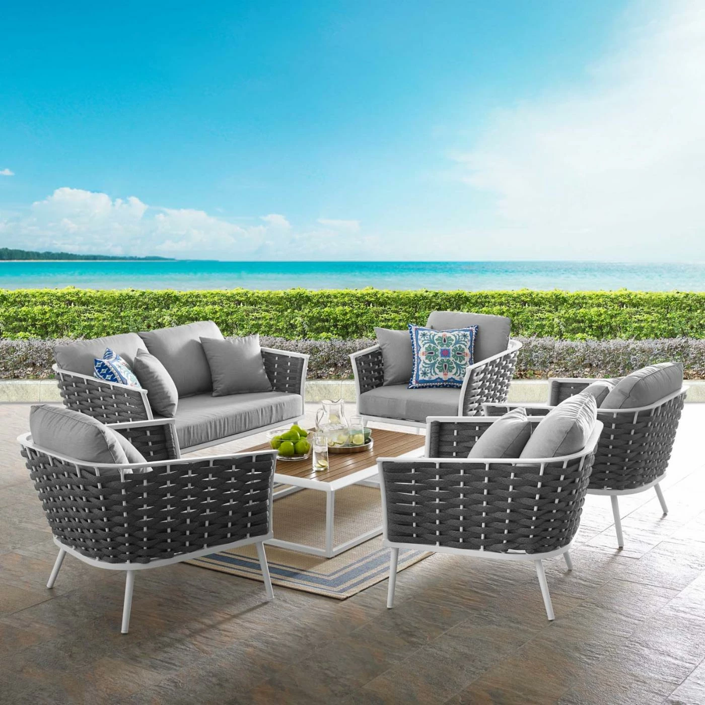 New 🛒 Aluminum Patio Sets Modway Stance Aluminum 6 Piece Patio Sofa Conversation Set 🌟 - Image 2
