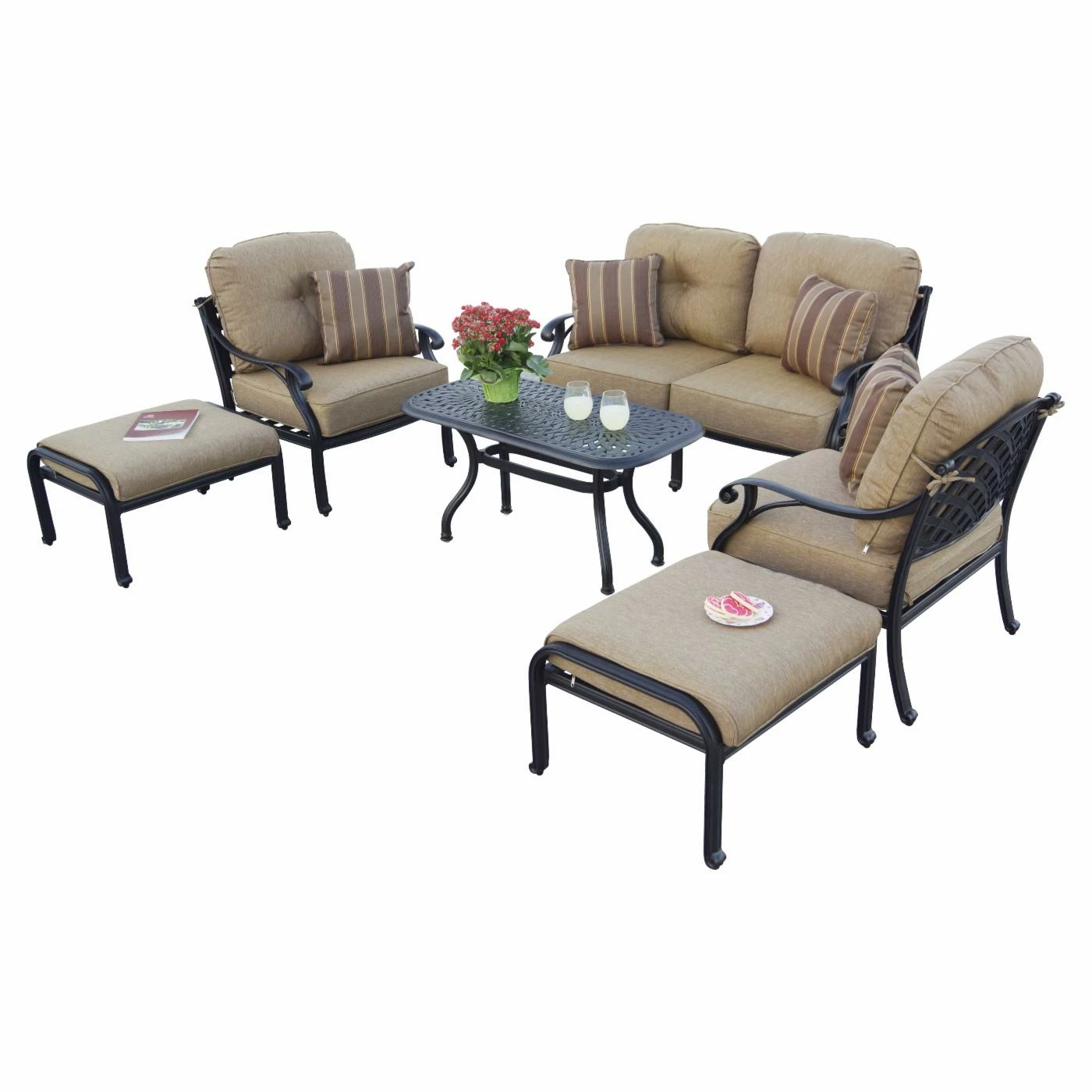 Best Pirce โค๏ธ Aluminum Patio Sets Darlee Nassau 6 Piece Aluminum Deep Seating Patio Conversation Set ๐ - Image 2