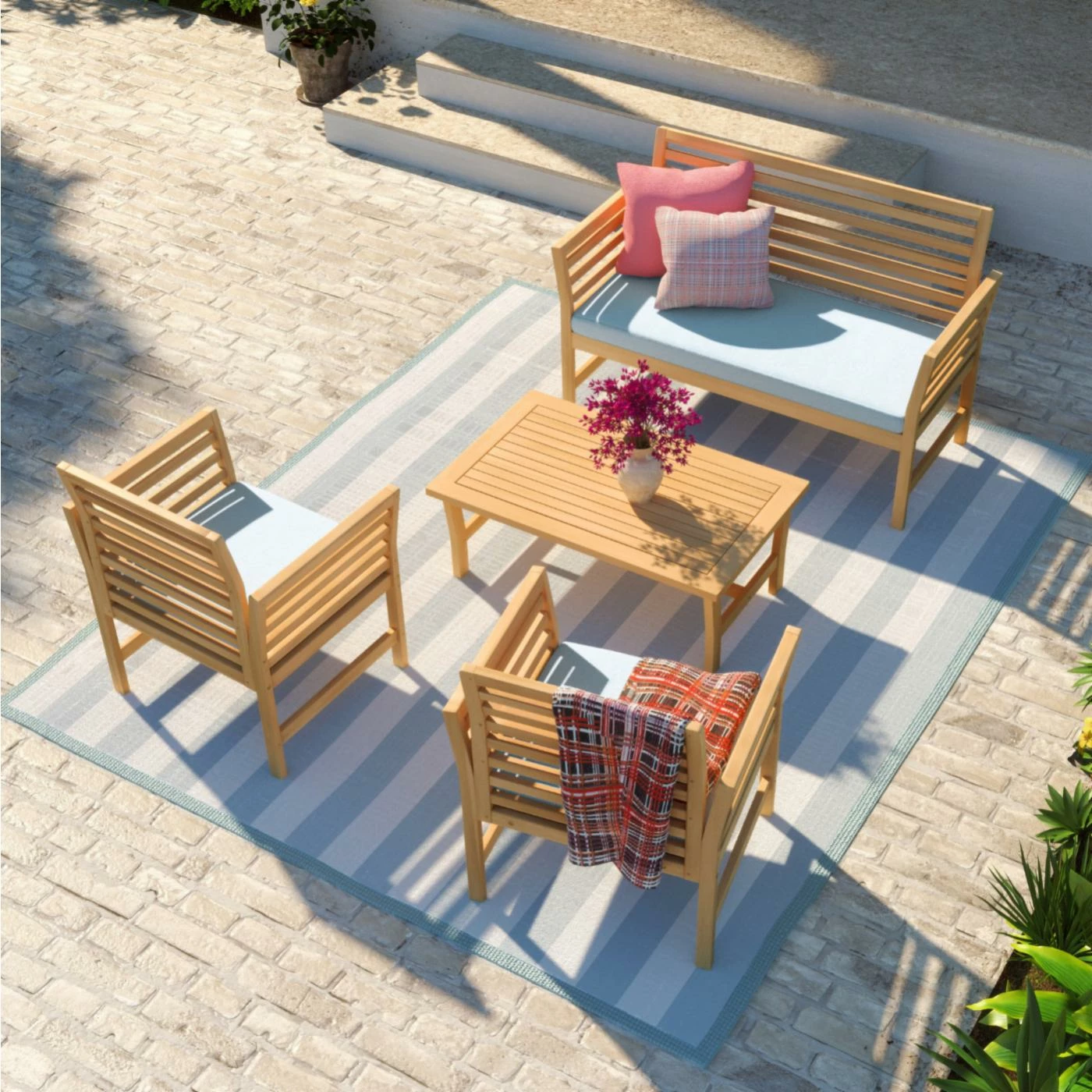 Brand new ⭐ Eucalyptus Patio Sets RST Brands Yuri 4 Piece Conversation Set 🎉 - Image 2