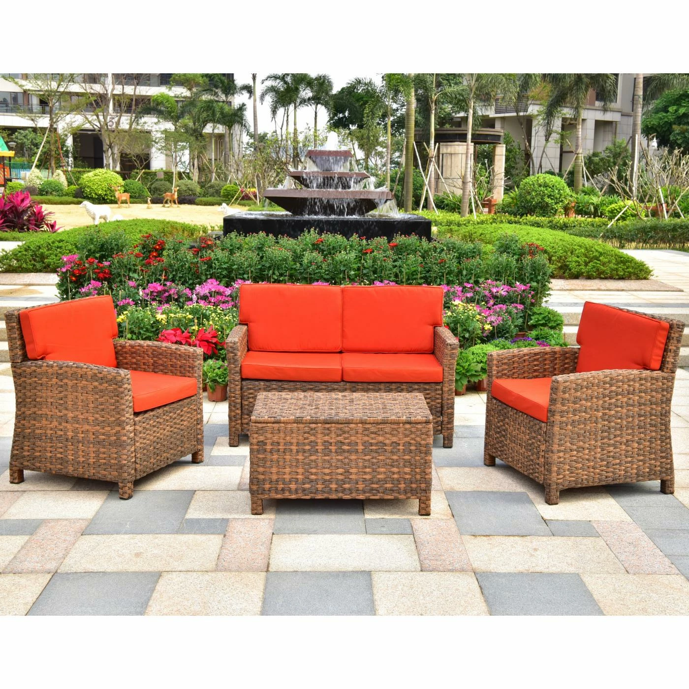 Hot Sale ๐ Resin Wicker Patio Sets International Caravan Majorca Resin Wicker 4 Piece Patio Conversation Set โญ - Image 2