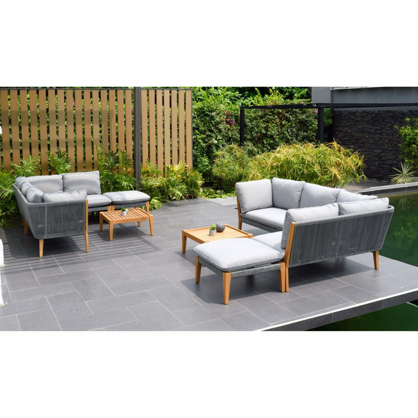 Outlet 😉 Eucalyptus Patio Sets Amazonia Zante 8 Piece Deep Seat Eucalyptus Wood Conversation Set - Seats 10 🔥 - Image 2