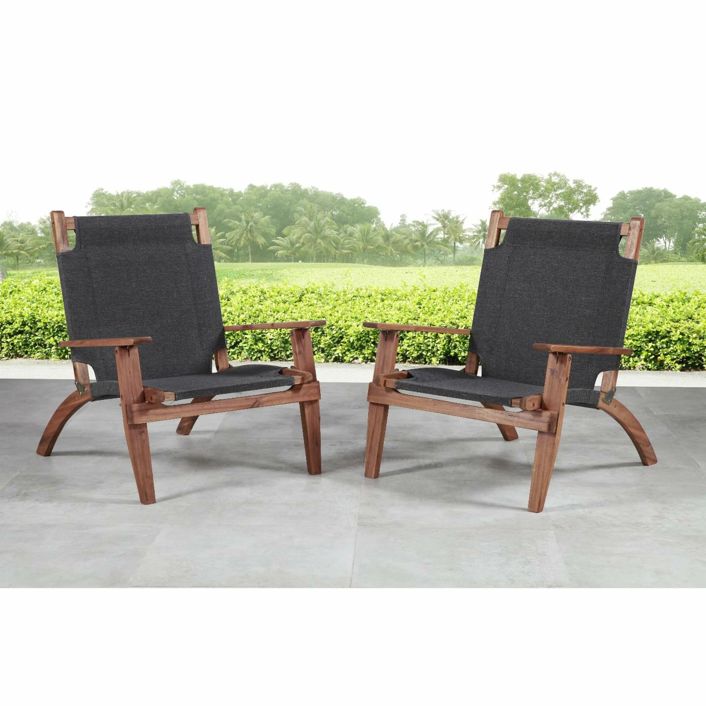 New ๐ Wood Patio Sets Linon Rosemary 4 Piece Folding Outdoor Conversation Set ๐ - Image 2