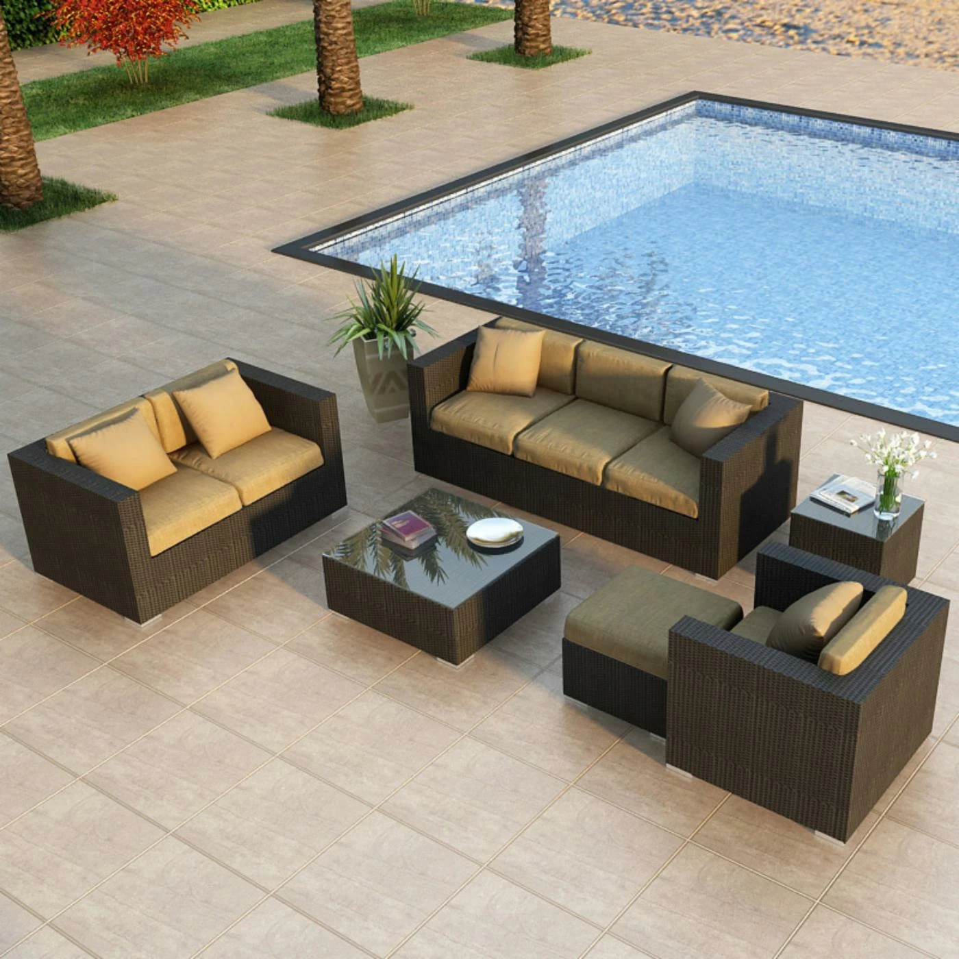 Discount ✨ Resin Wicker Patio Sets Harmonia Living Urbana Sofa Conversation Set 😉 - Image 2