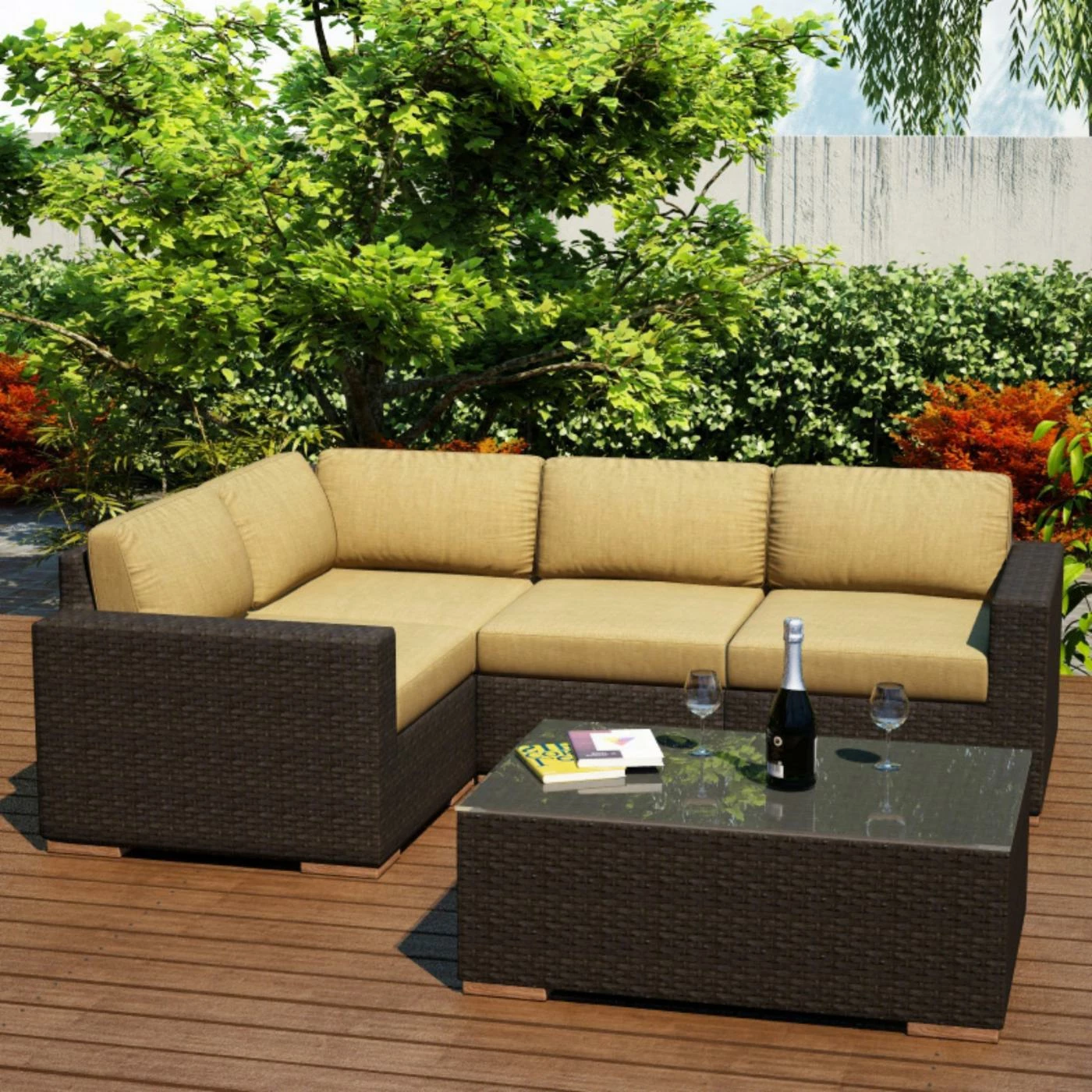 Cheap ๐ Resin Wicker Patio Sets Harmonia Living Arden 5 Piece Sectional Set ๐ - Image 2