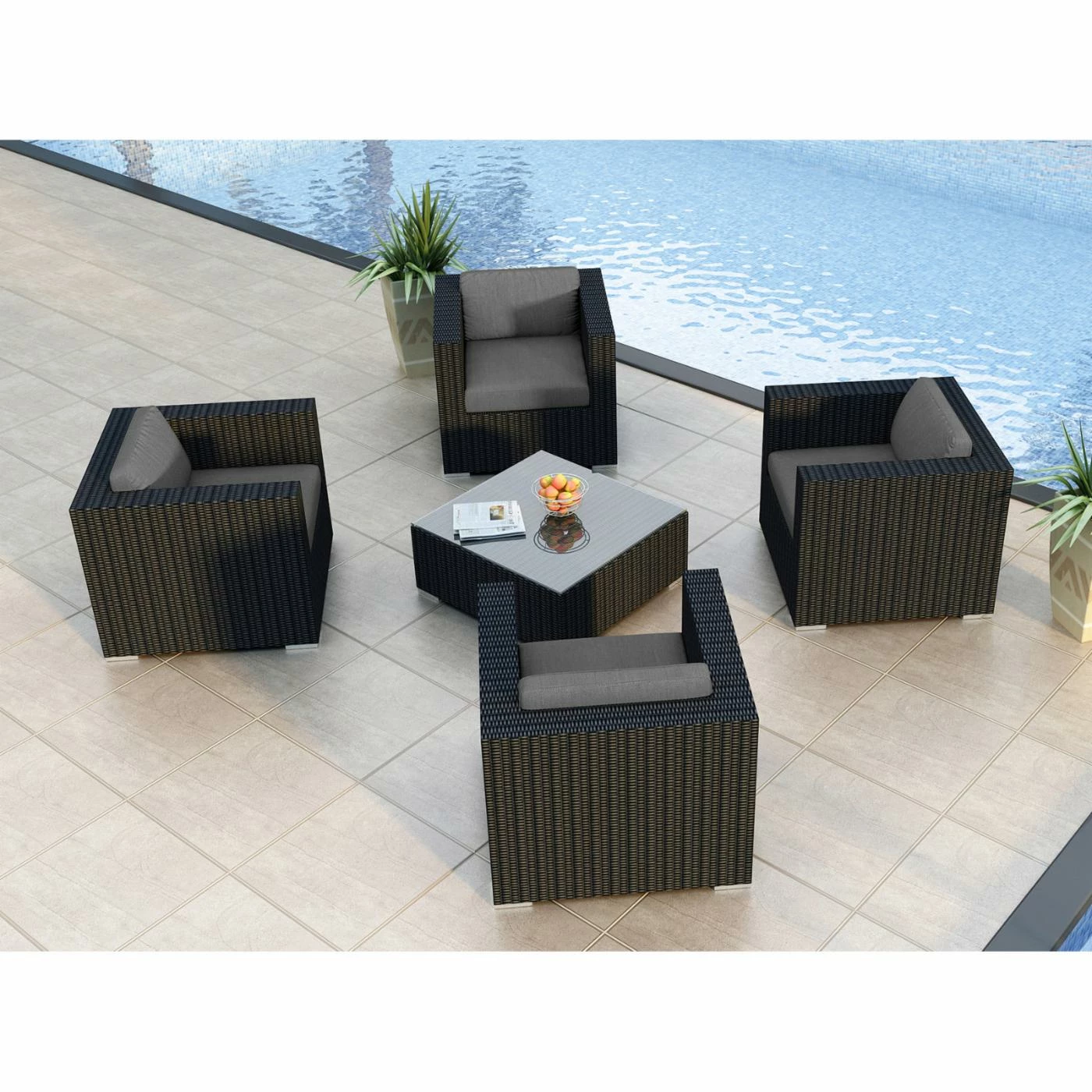 Best Pirce โญ Resin Wicker Patio Sets Harmonia Living Urbana All Weather Wicker 5 Piece Club Chair Patio Conversation Set ๐ - Image 2