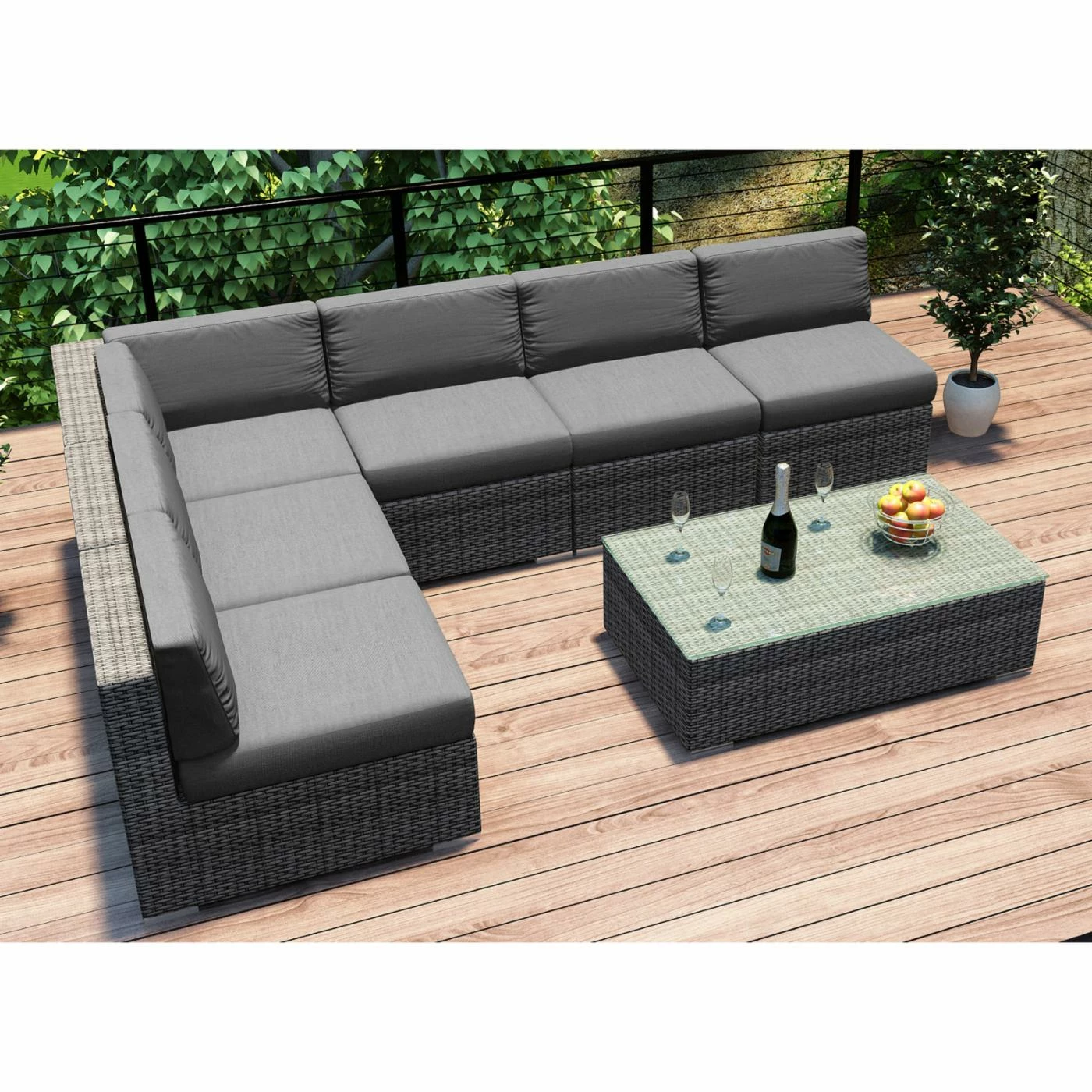 Resin Wicker Patio Sets Harmonia Living District 7 Piece Sectional Patio Conversation Set - Image 2