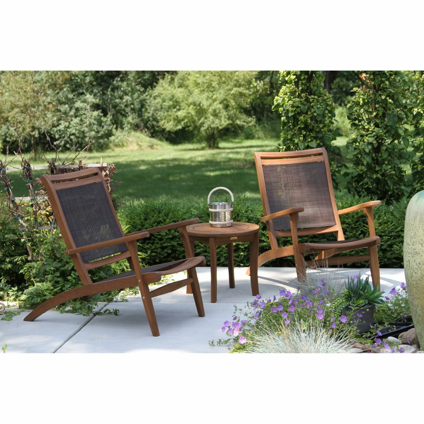 Best reviews of ๐ Wood Patio Sets Vineyard Eucalyptus And Sling 3 Piece Round Table Lounge Conversation Set ๐ - Image 2