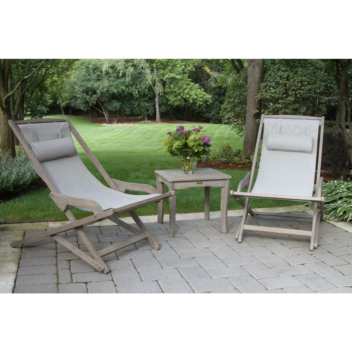 Buy ๐ Wood Patio Sets Vineyard Eucalyptus 3 Piece Sling Lounger Set โ - Image 2