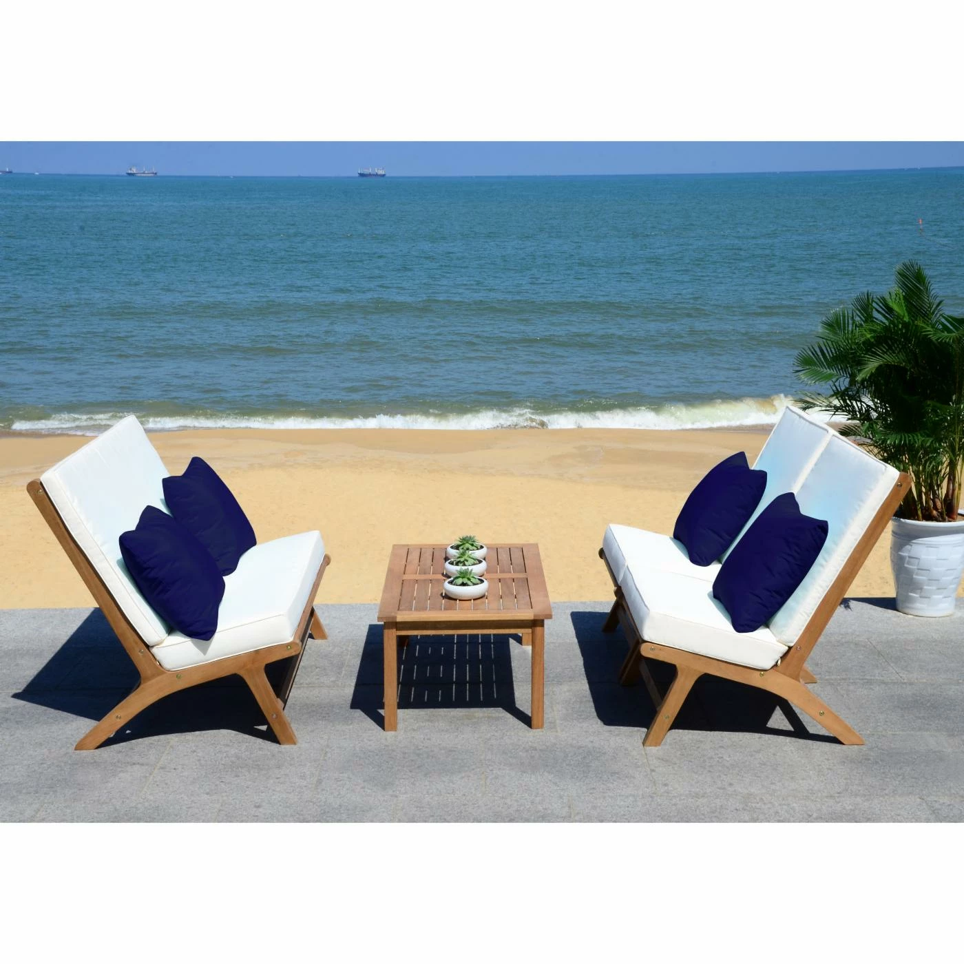 Outlet ๐ Eucalyptus Patio Sets HN Outdoor Sparks Eucalyptus Wood 4-Piece Conversation Set โค๏ธ - Image 2