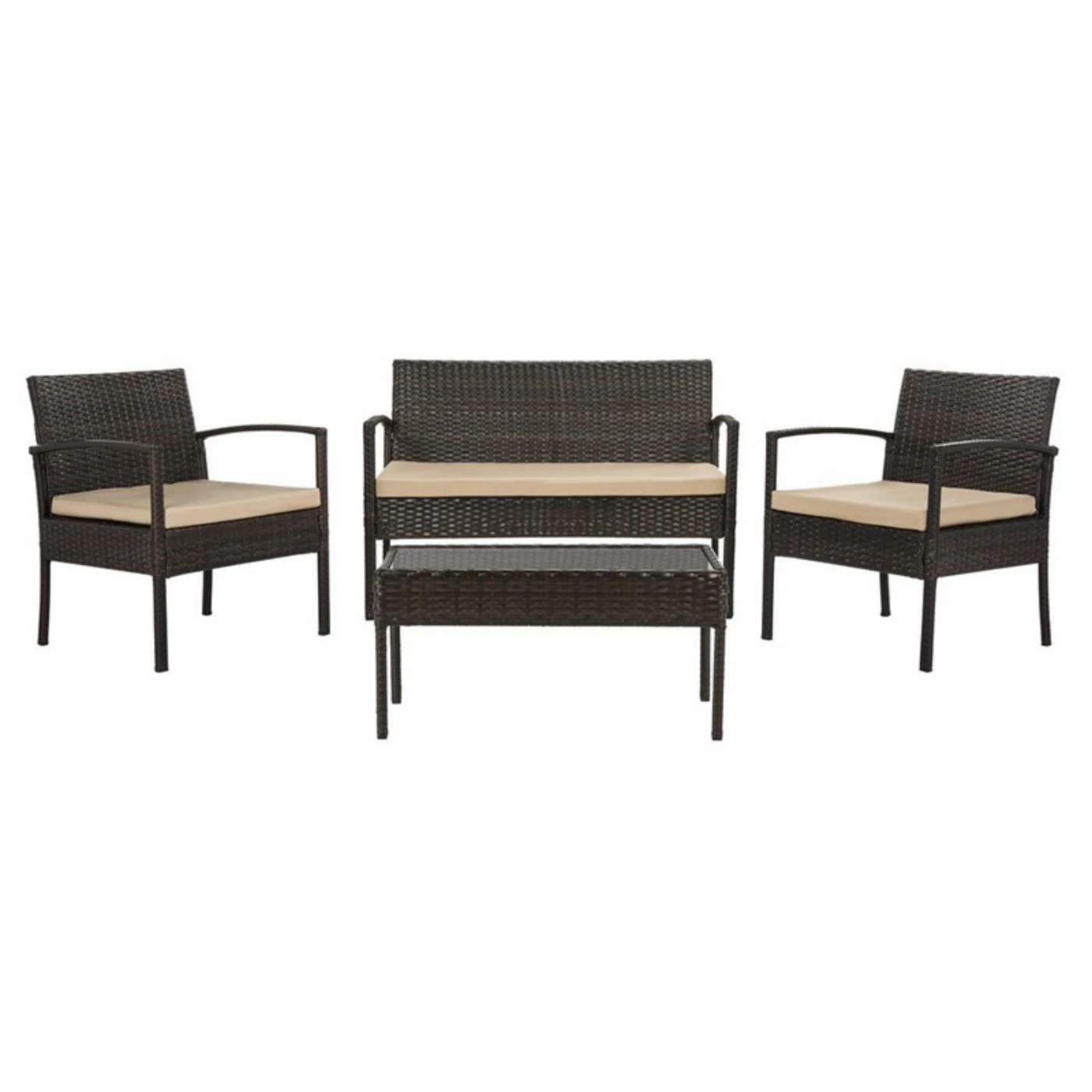 Budget π Resin Wicker Patio Sets Safavieh Mattia Resin Wicker 4-Piece Conversation Set π― - Image 2