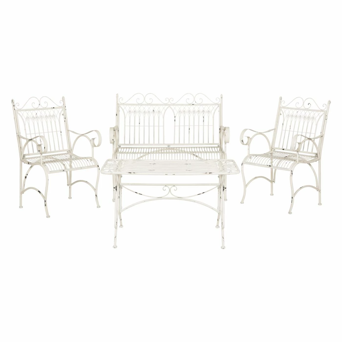 Budget π Wrought Iron Patio Sets Safavieh Leah Metal 4 Piece Outdoor Conversation Set β€οΈ - Image 2