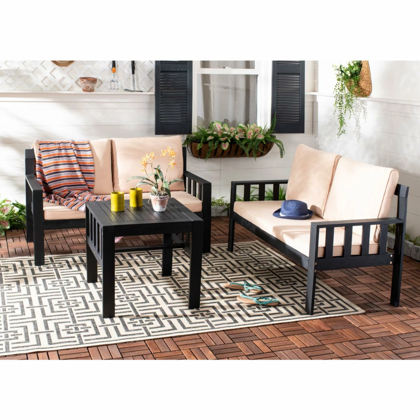 Brand new π Wood Patio Sets Safavieh Lardern Acacia 3 Piece Patio Conversation Set π - Image 2