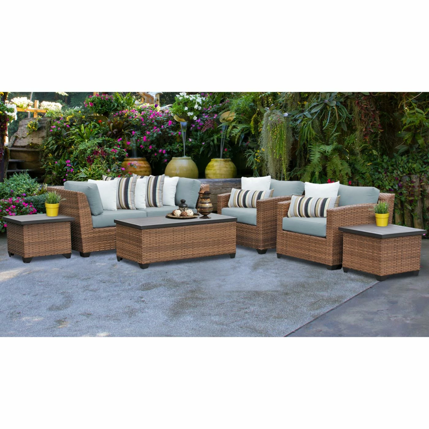 Cheapest ๐ Resin Wicker Patio Sets TK Classics Laguna Wicker 7 Piece Patio Conversation Set With 2 Sets Of Cushion Covers ๐ - Image 2