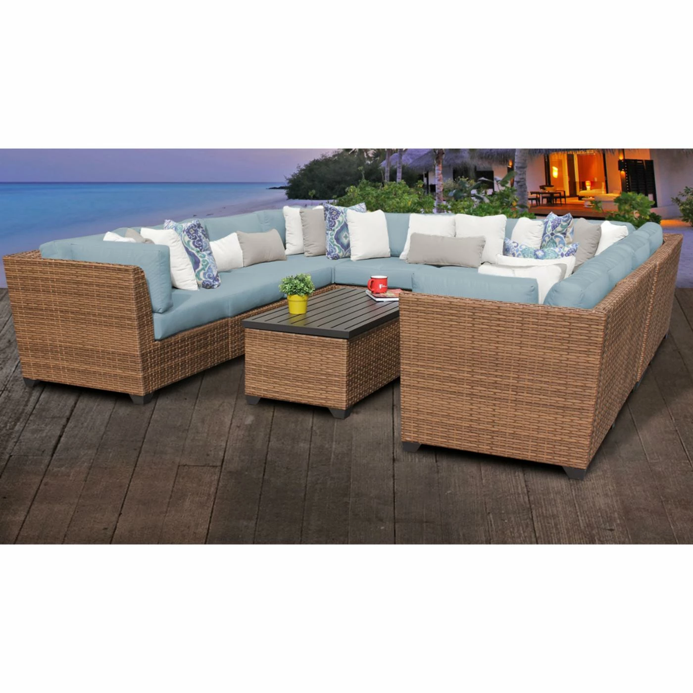 Wholesale ๐ Resin Wicker Patio Sets TK Classics Laguna Wicker 11 Piece Patio Conversation Set With Coffee Table And 2 Sets Of Cushion Covers โ - Image 2