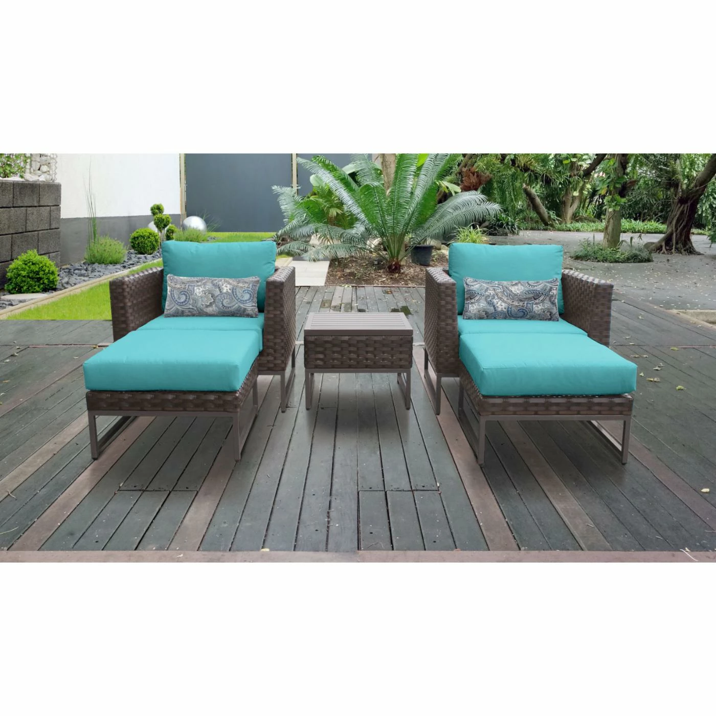 Best reviews of โค๏ธ Resin Wicker Patio Sets TK Classics Barcelona Wicker 5 Piece Club Chair Patio Conversation Set With Ottomans ๐ - Image 2