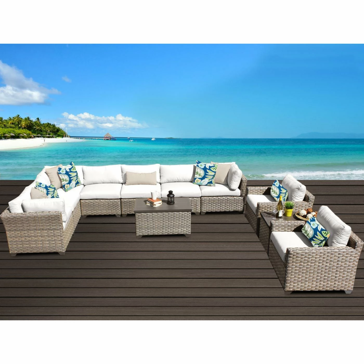 Best deal 🎁 Resin Wicker Patio Sets TK Classics Monterey Wicker 11 Piece Patio Conversation Set With 2 Sets Of Cushion Covers ✨ - Image 2