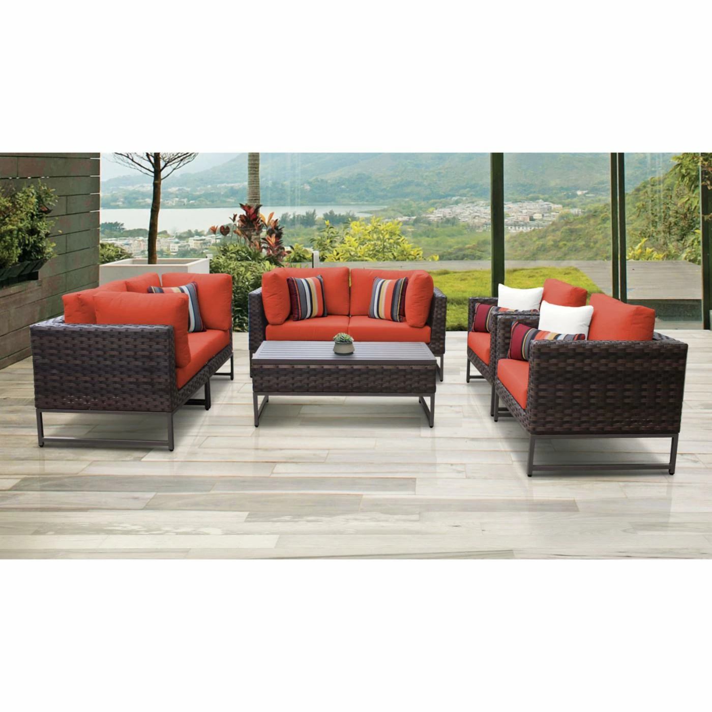Buy โ Resin Wicker Patio Sets TK Classics Barcelona 07e 7 Piece Wicker Outdoor Patio Conversation Set ๐ - Image 2