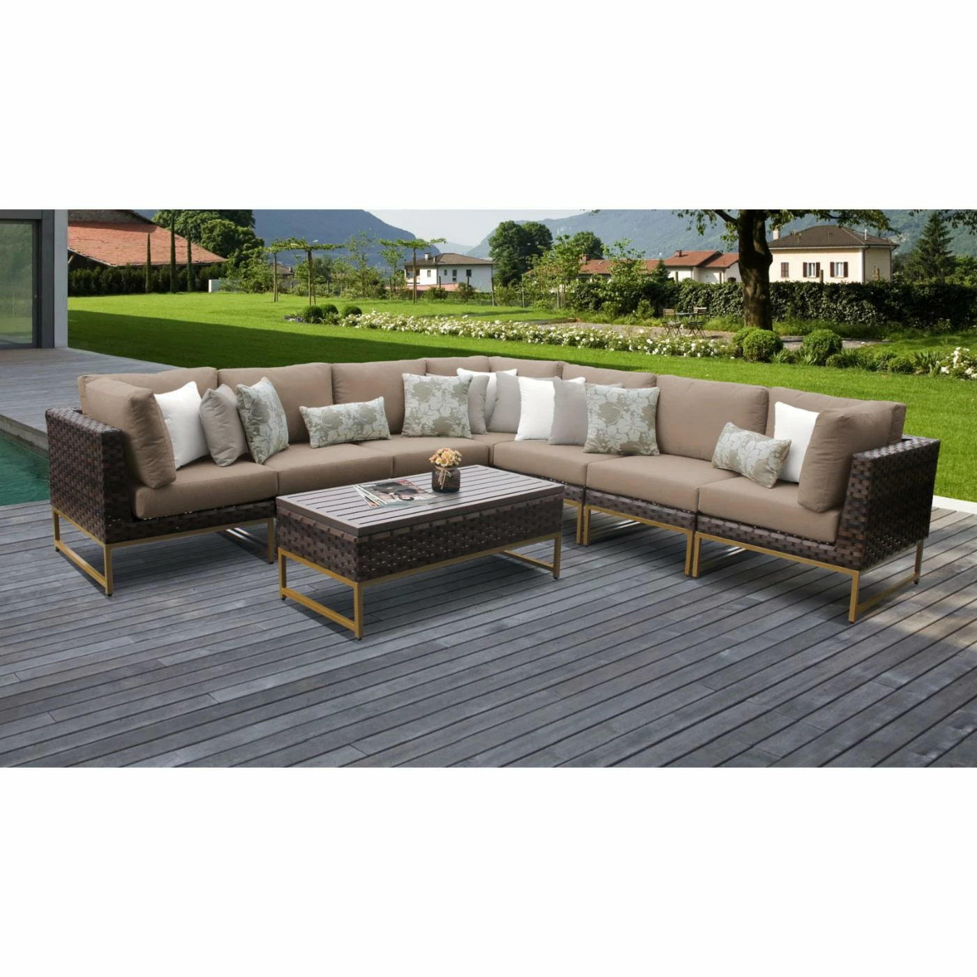 Outlet 🥰 Resin Wicker Patio Sets TK Classics Barcelona 08a 8 Piece Wicker Outdoor Patio Conversation Set 👍 - Image 2