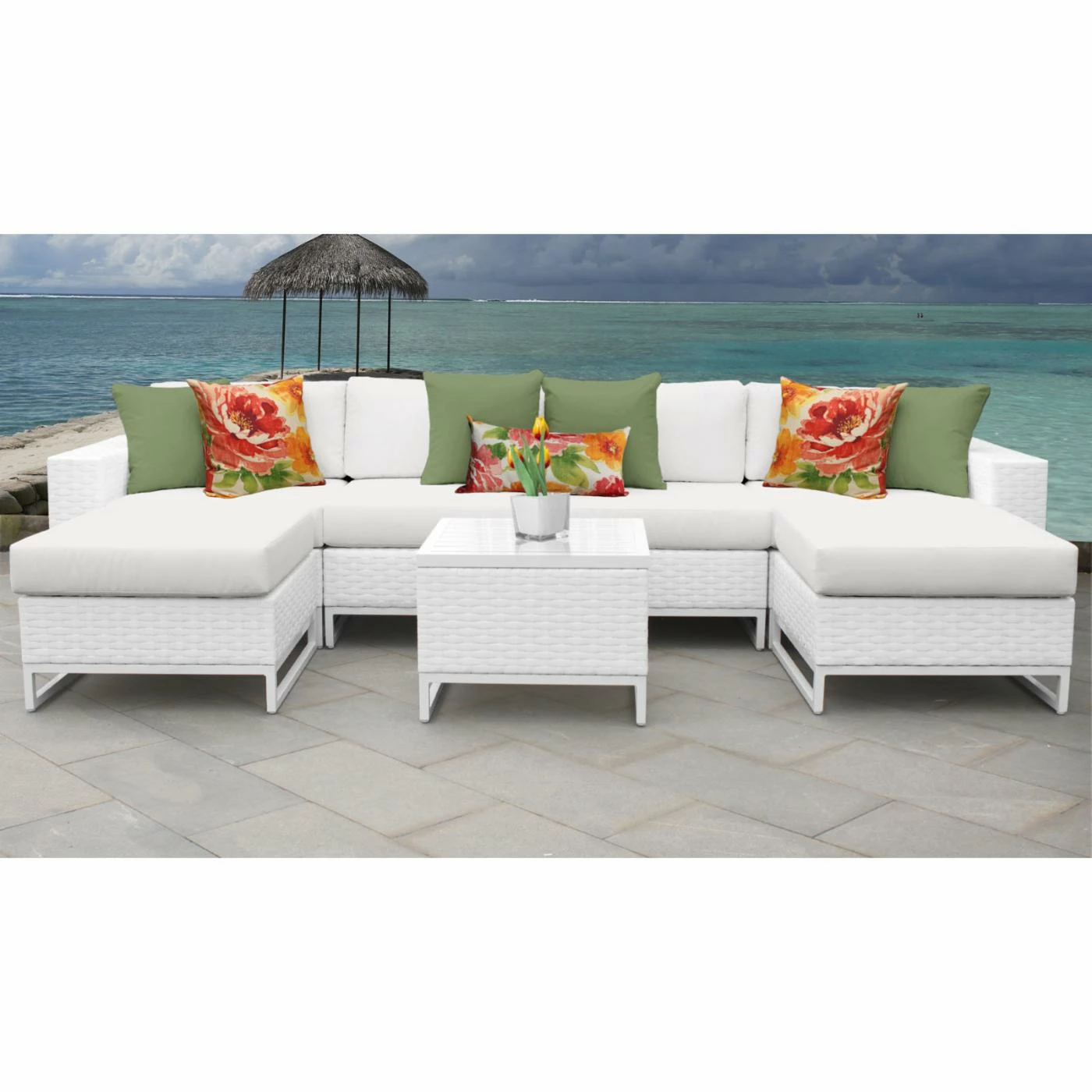 Buy ๐ Resin Wicker Patio Sets TK Classics Miami Wicker 7 Piece Patio Conversation Set With Ottomans ๐ฅฐ - Image 2