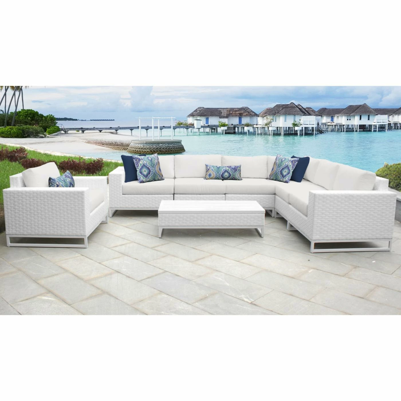 Wholesale ๐ Resin Wicker Patio Sets TK Classics Miami Wicker 8 Piece Corner Sectional Patio Conversation Set With Club Chair โจ - Image 2