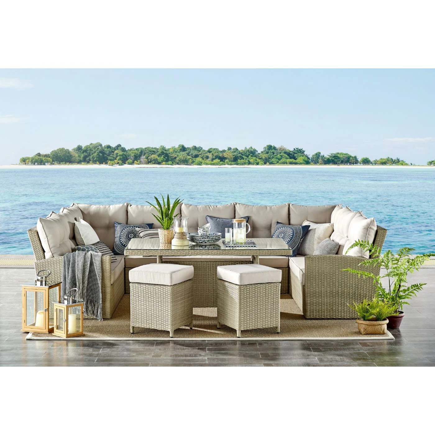 Top 10 π Resin Wicker Patio Sets Alaterre Furniture Canaan All-Weather Wicker Outdoor Horseshoe Sectional Sofa With Cushions β - Image 2