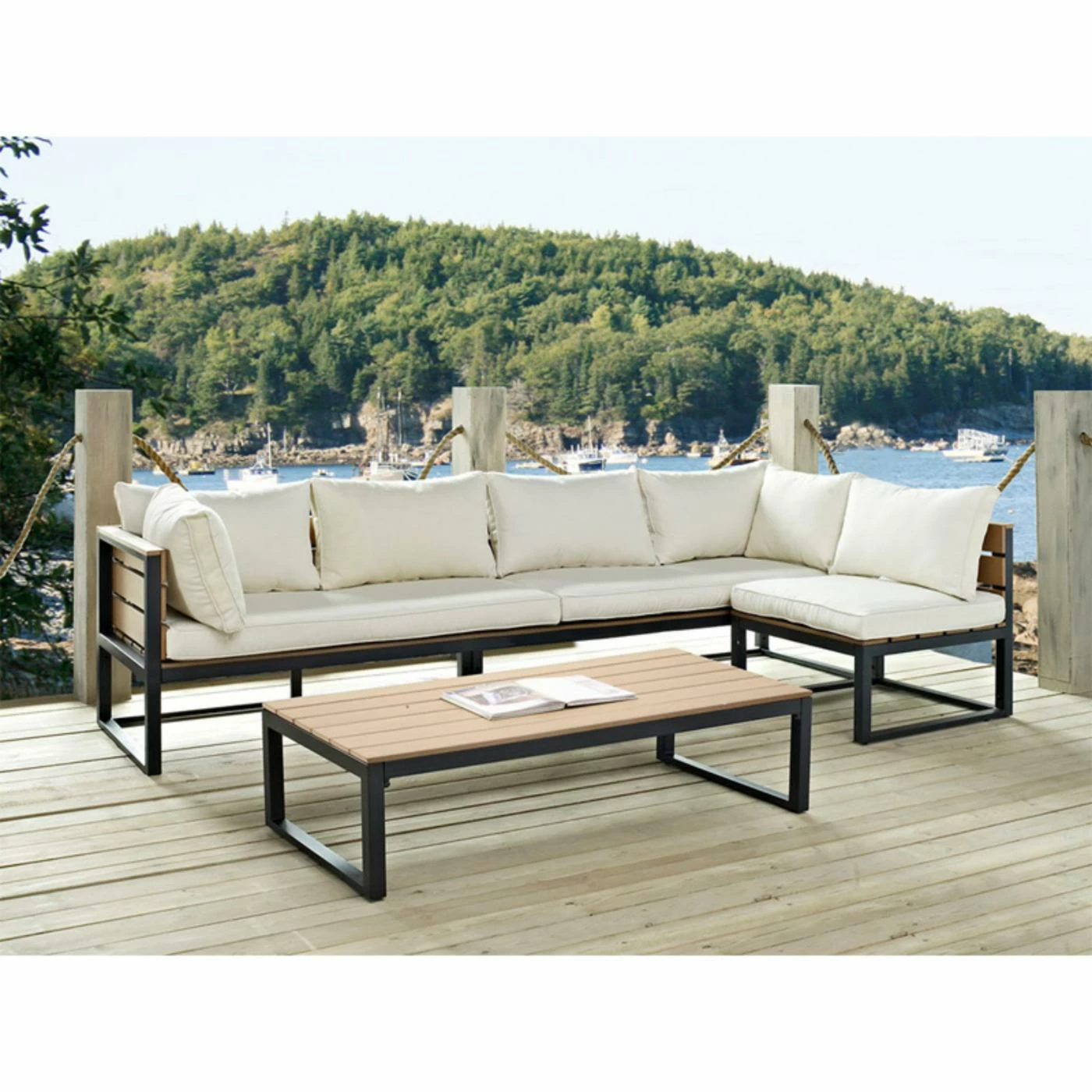 Best deal ๐ Recycled Plastic Patio Sets Walker Edison All-Weather Outdoor 4 Piece Conversation Set With Cushions ๐ - Image 2