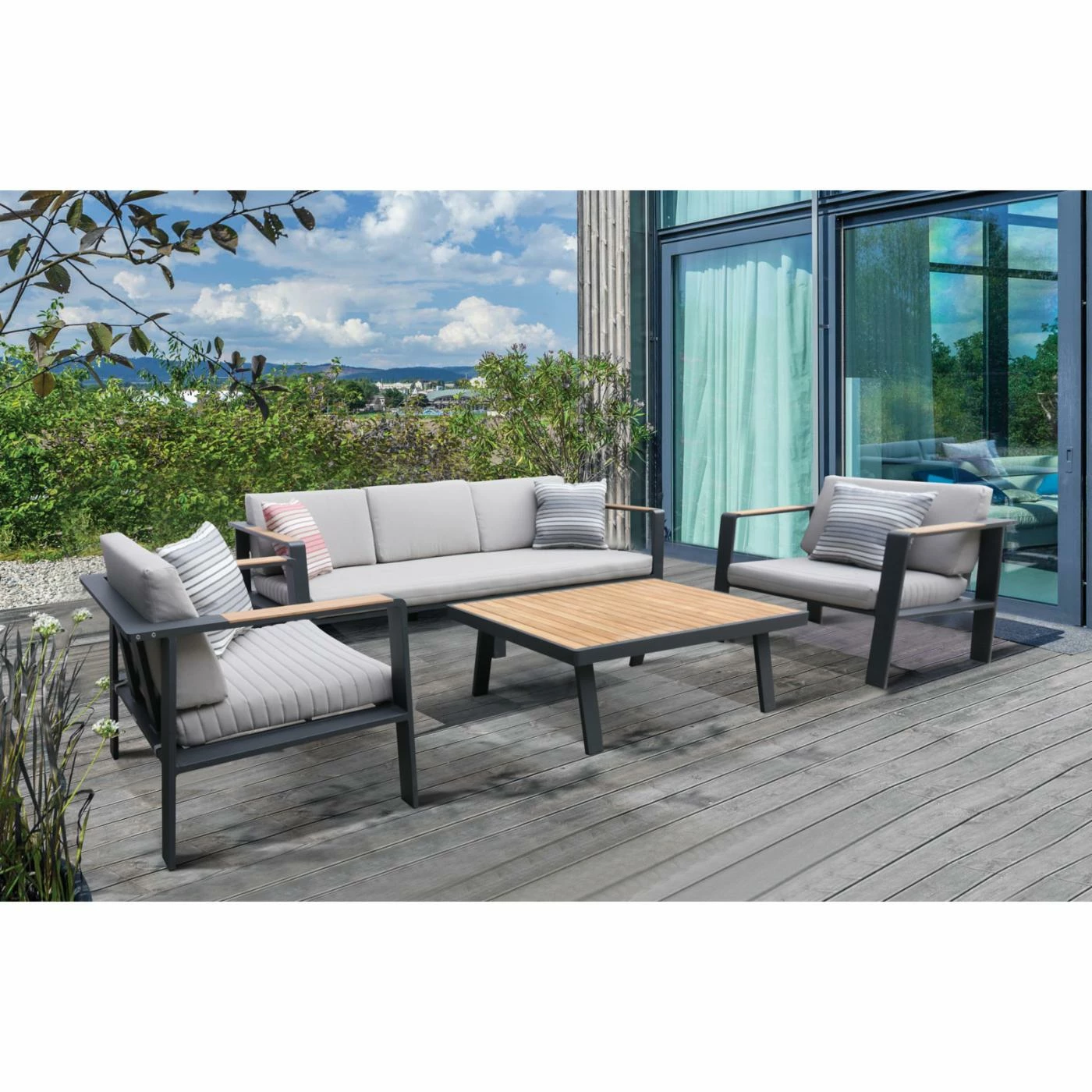 Cheapest ๐ Aluminum Patio Sets Armen Living Nofi Aluminum 4 Piece Patio Conversation Set ๐ฅ